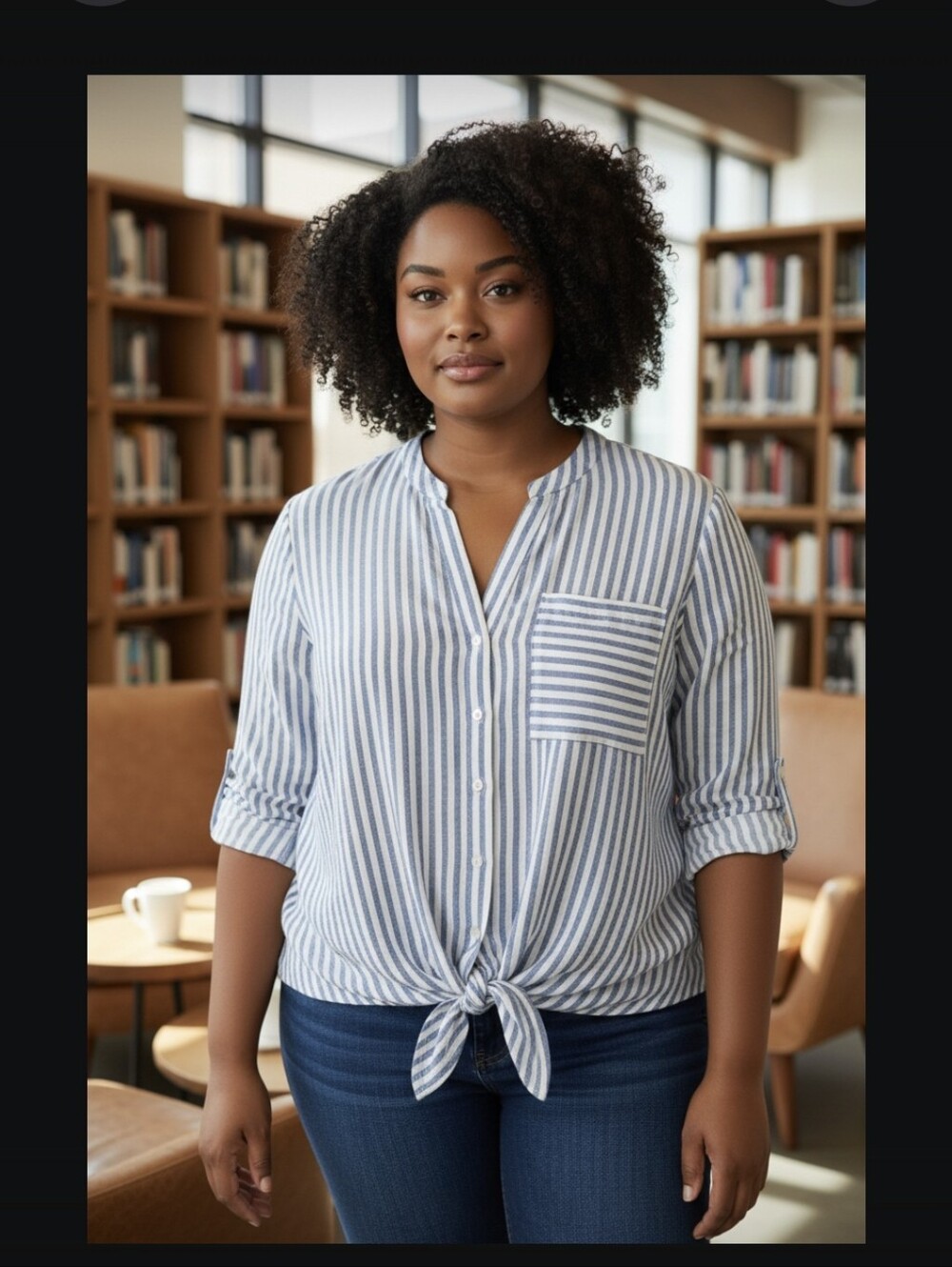 Zac & Rachel Light Blue and White Striped Button-Down Shirt